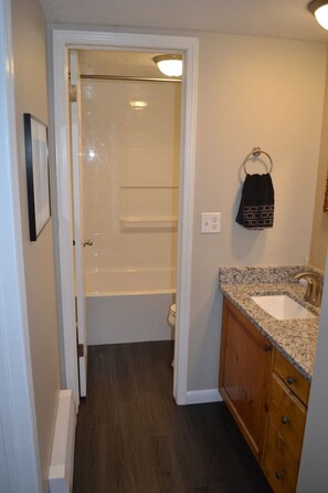 Combined shower/bathtub, hair dryer, towels - 2 Bed 2 Bath Family Ski Condo (Pet Friendly!) (Dillon)