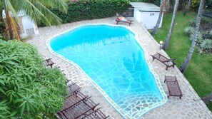 Outdoor pool, pool loungers