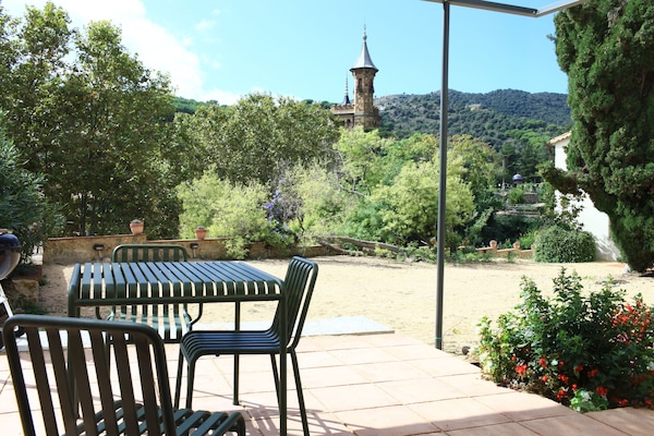 terrace, right outside living room, with view of castel
