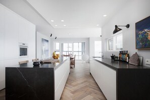 Fridge, stovetop, cookware/dishes/utensils