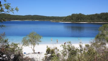 Beach nearby, sun-loungers, beach towels