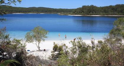 Waiuta Retreat Kingfisher Bay, Fraser Island, K'gari Panoramic Sunset Water View