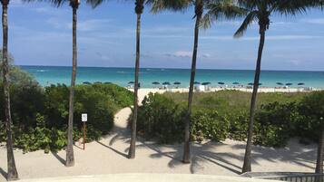 On the beach, beach umbrellas