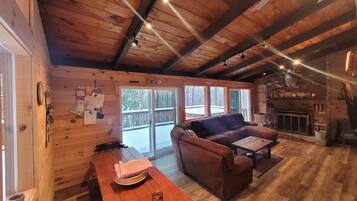 Smart TV, fireplace, video games, stereo