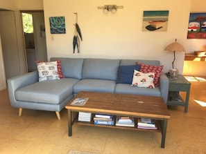 Cheminée, table de tennis de table, livres