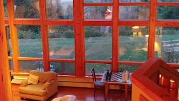 Smart TV, fireplace, DVD player, table tennis