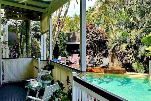 Private balcony overlooking the pool