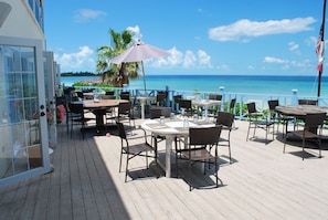 Dining patio overlooking the beach.