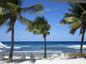 Plage, chaises longues