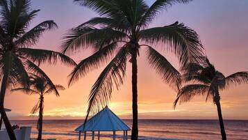 Plage, chaises longues