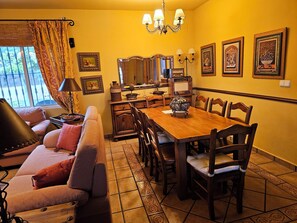 Smart TV, fireplace, foosball, table tennis