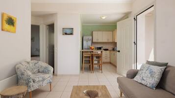 Smart TV, DVD player, books, music library