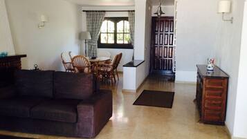 TV connectée, cheminée, lecteur de DVD, livres