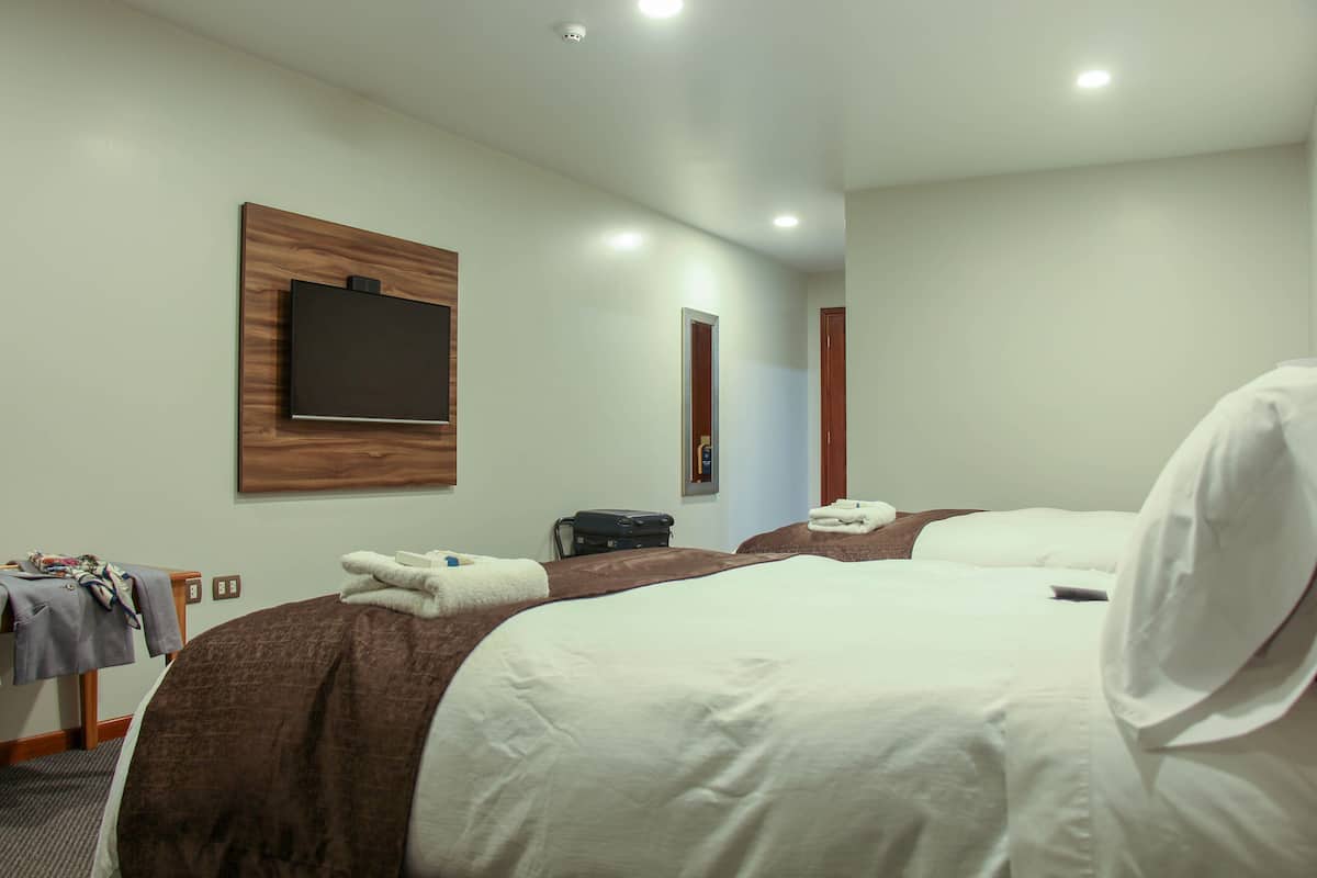 standard double room, 2 queen beds | 1 bedroom, premium bedding, down duvets, desk