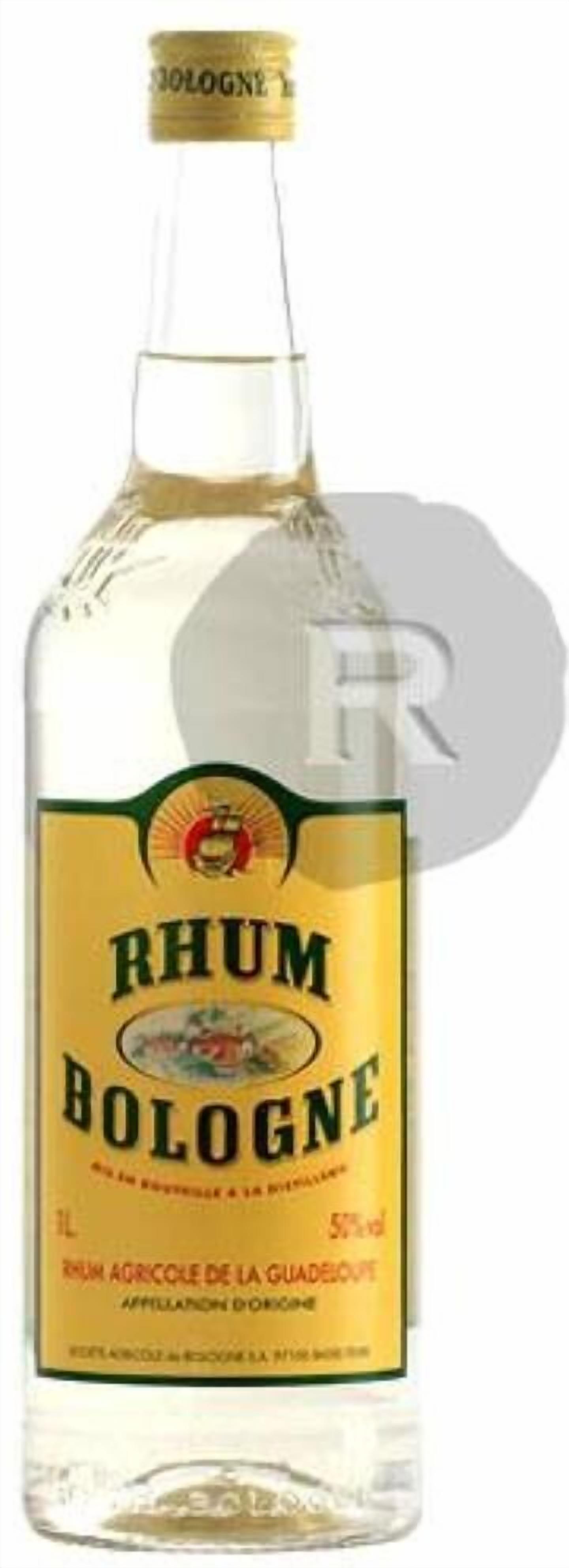 A bottle of rum with a label that reads "RHUM BOLOGNE."