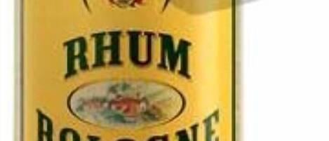 A bottle of rum with a label that reads "RHUM BOLOGNE."