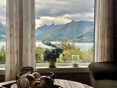 Holyday home (2016-built) with view plot beyond Fjord and Mountains.