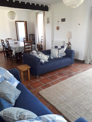 Smart TV, fireplace, DVD player, books