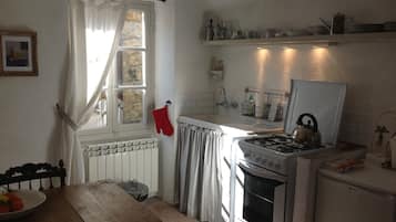 Fridge, oven, stovetop, coffee/tea maker