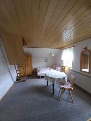 3 bedrooms, travel cot, free WiFi, bed sheets - comfortable in a quiet, wooded area, hiking and biking directly from the holiday home (Klingenthal/ Mühlleithen)