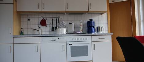 Kühlschrank, Mikrowelle, Herdplatte, Geschirrspüler