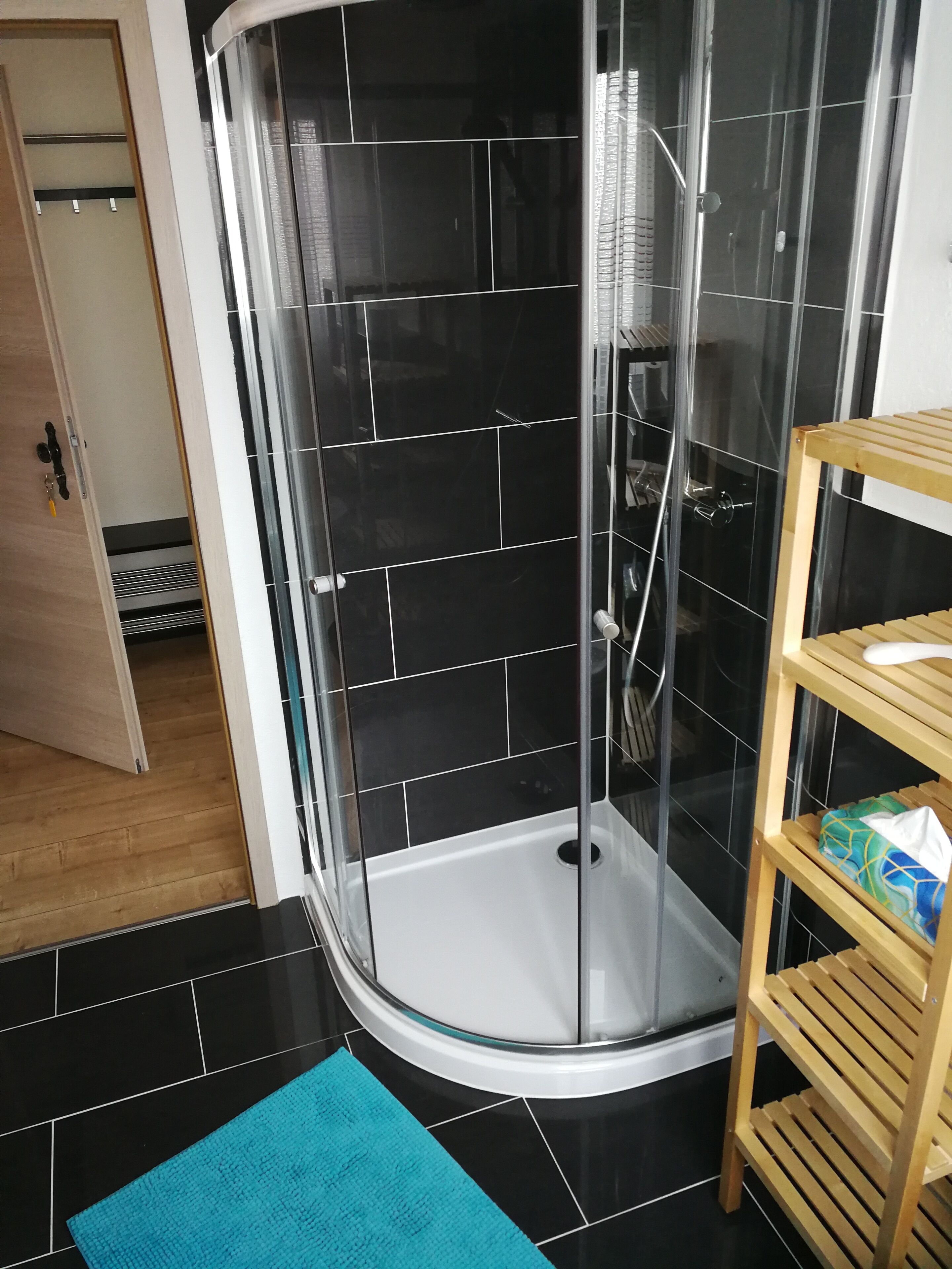 Dusche, Haartrockner, Handtücher