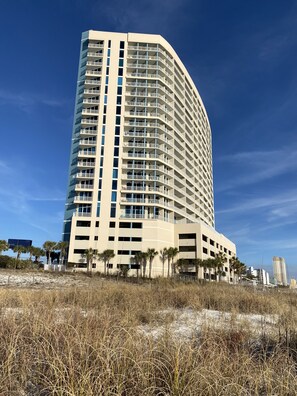 Enjoy stunning ocean views from the balconies of this high-rise hotel.