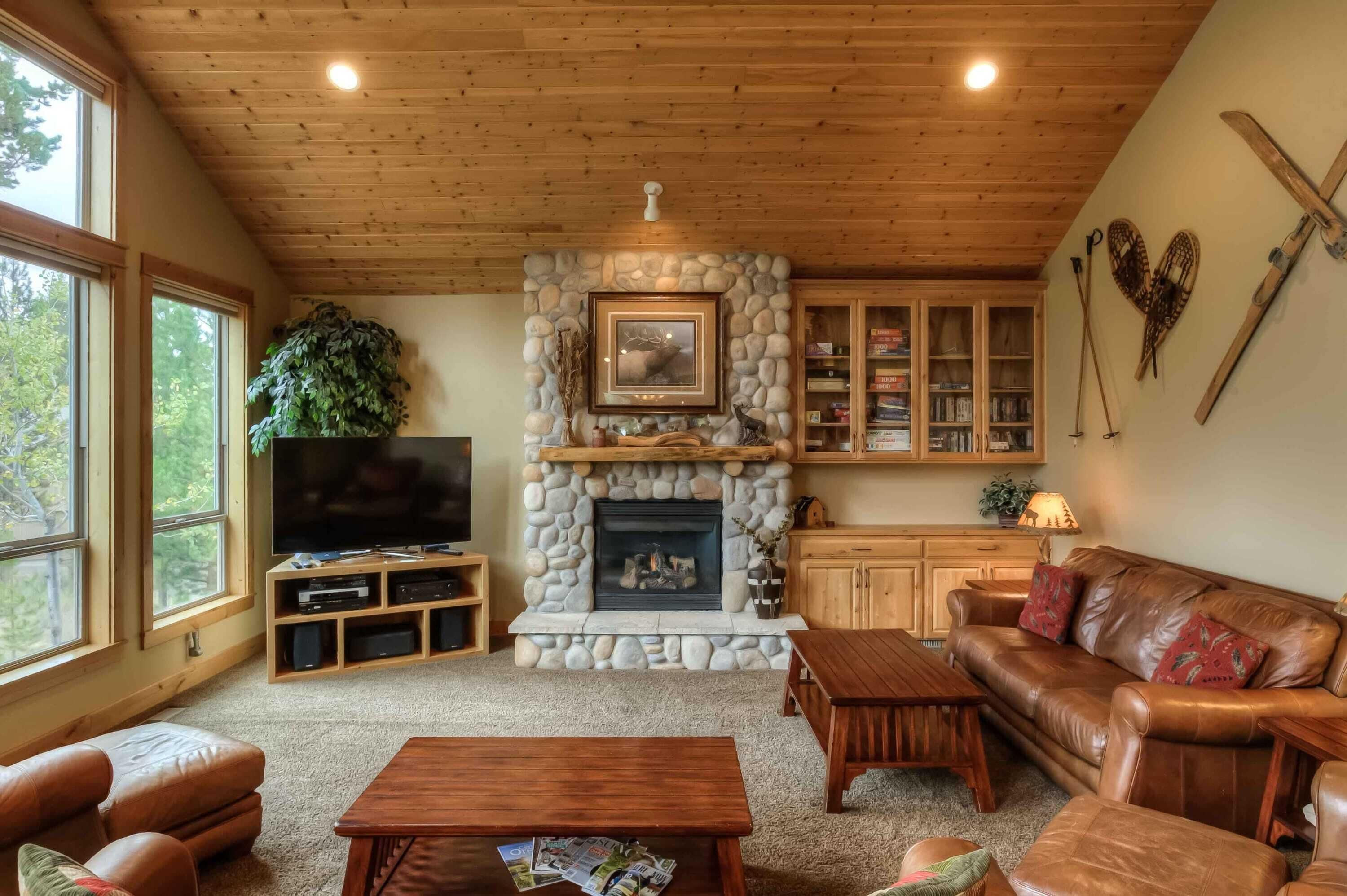 TV, fireplace, video games, offices