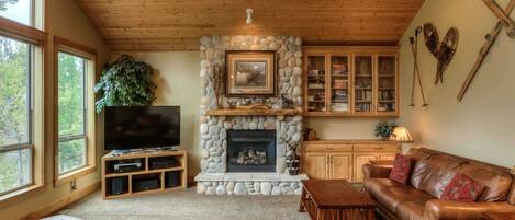 TV, fireplace, video games, offices