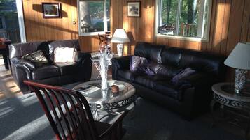 Smart TV, fireplace, DVD player, foosball