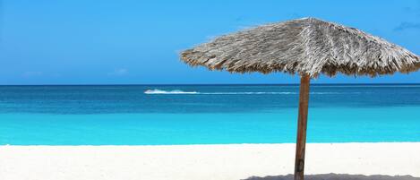 Beach nearby, sun loungers