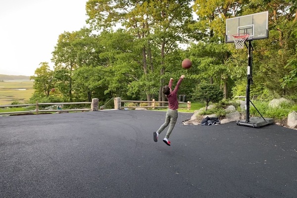 Play basketball on our driveway!