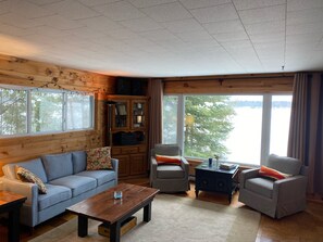 Téléviseur connecté, foyer, lecteur de DVD, livres