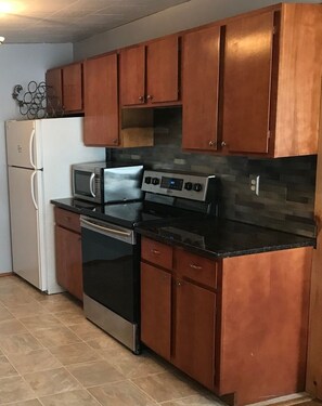 Frigorífico, microondas, horno y placa de cocina