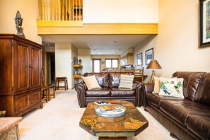 Smart TV, fireplace, DVD player, books