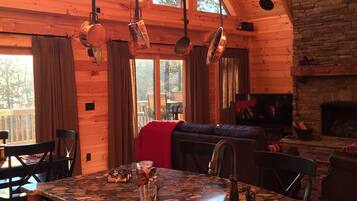 TV, music library, stereo