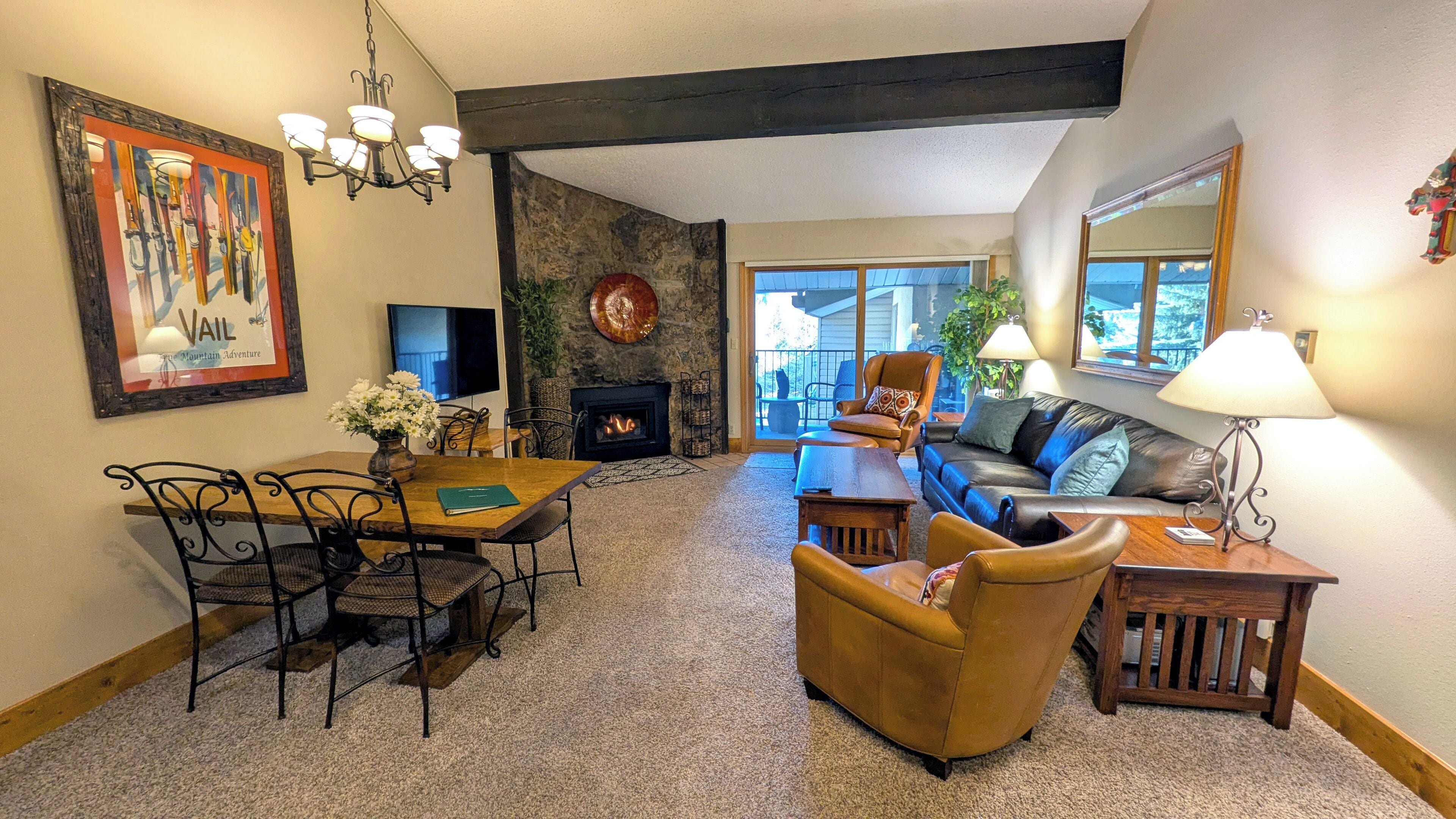 TV, fireplace, DVD player