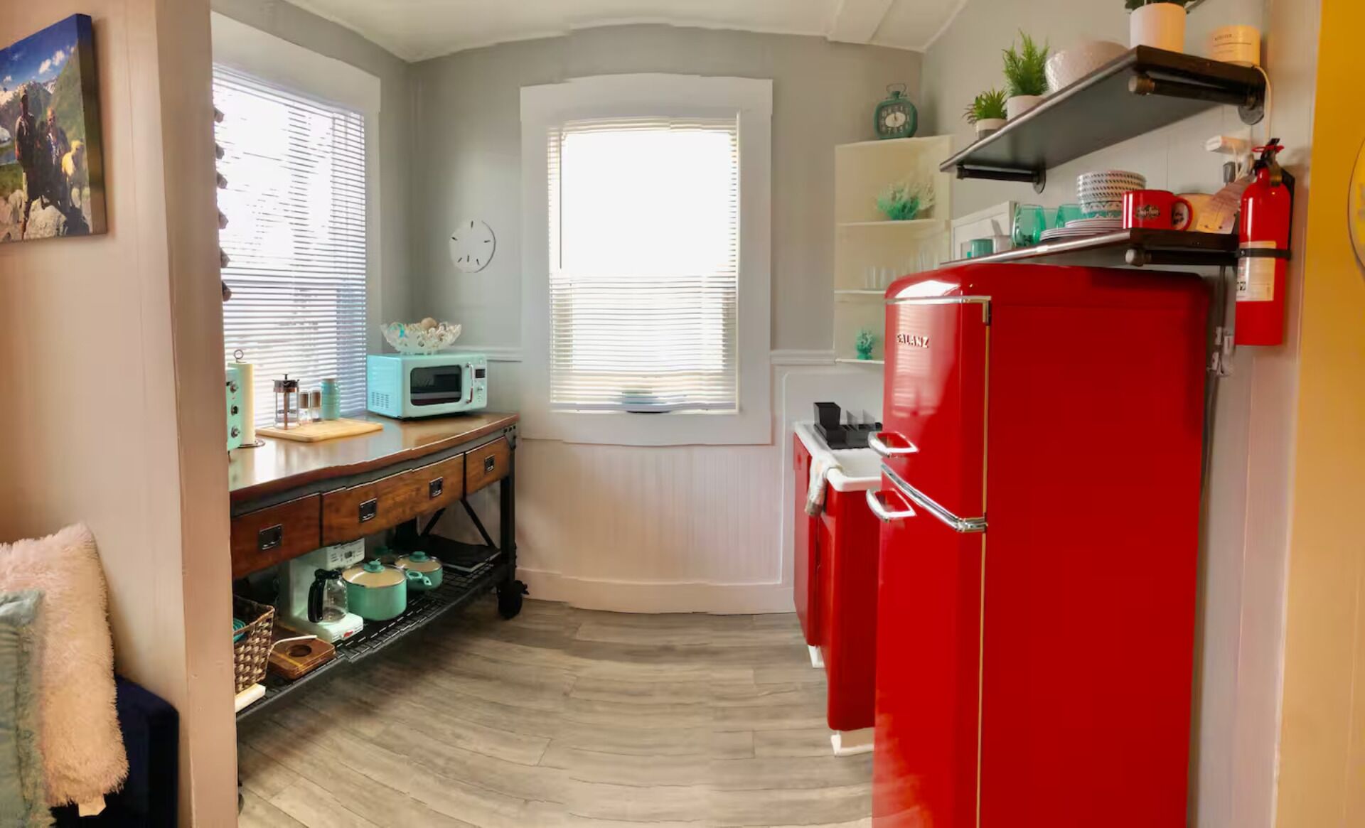 Fridge, microwave, oven, toaster