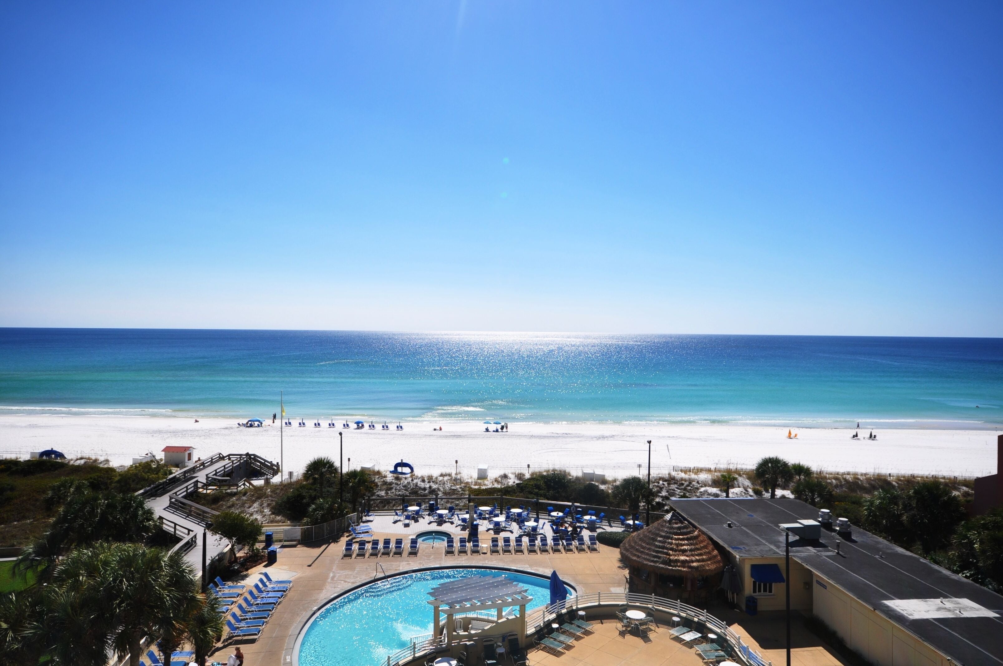 On the beach, sun-loungers, beach towels