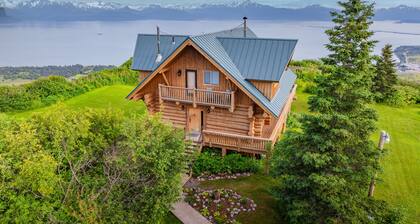 Upea hirsitalo avautuu näkymä