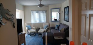 Smart TV, DVD player, books, stereo