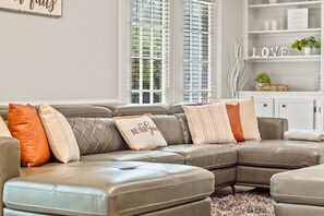 Smart TV, fireplace, video games, DVD player