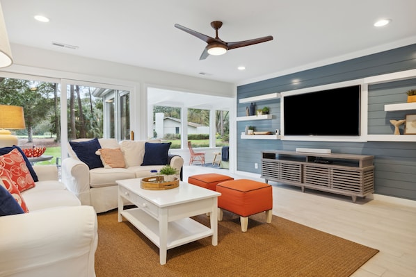 Smart TV, DVD player, books