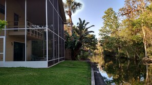 View of lanai and canal from the boat house