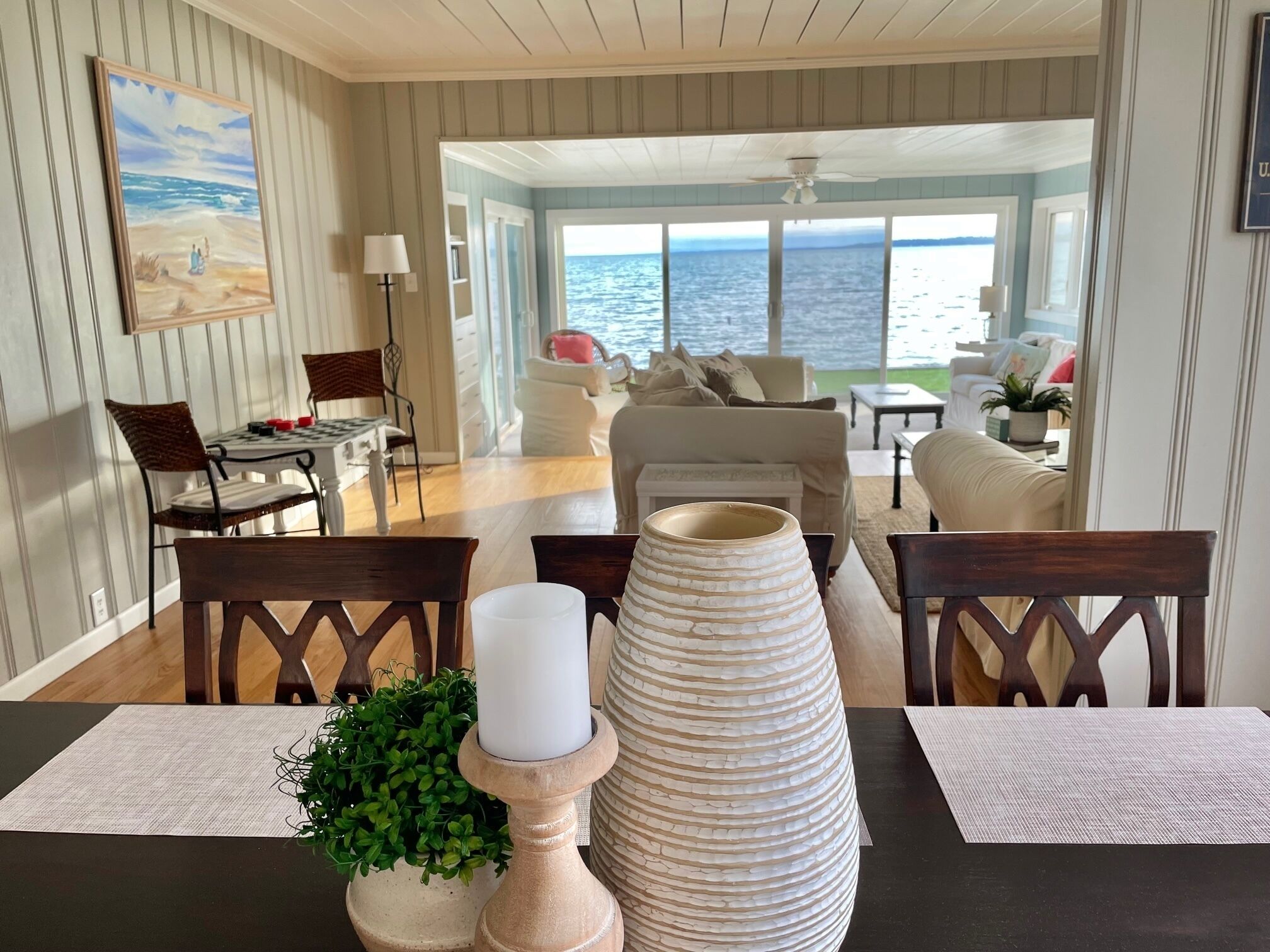 Located directly on East Grand Traverse Bay with sandy beach