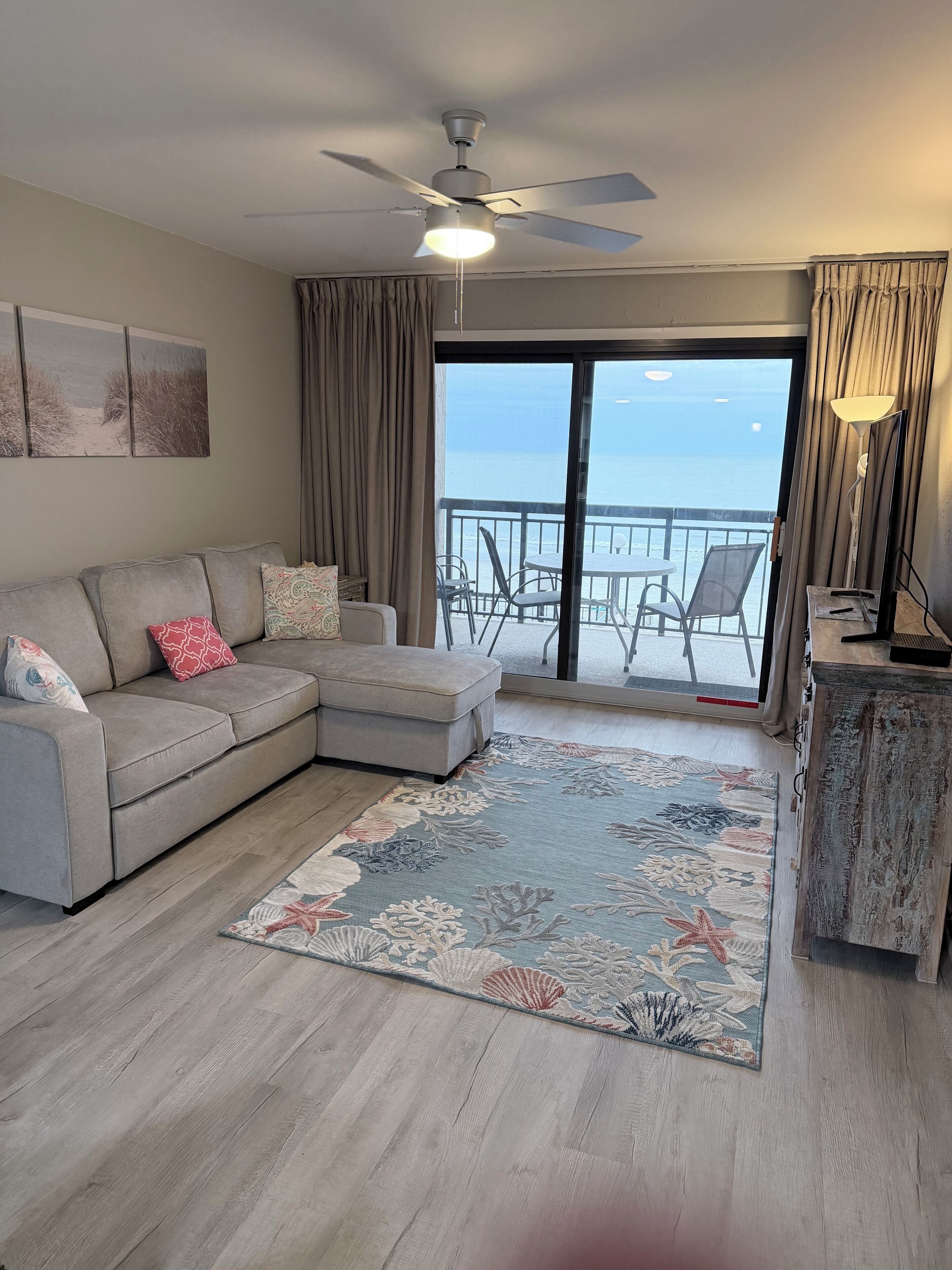 Living Room with reviews of the ocean.
