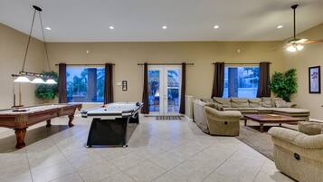 TV, video games, DVD player, table tennis