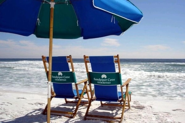 Beach nearby, sun-loungers