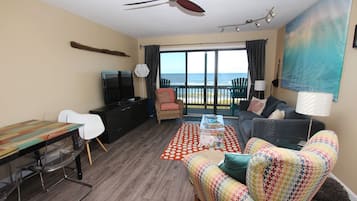 Televisión, reproductor de DVD, libros y videoteca