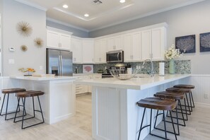 Fridge, microwave, oven, stovetop - Upscale Beach Home with Private Pool & Hot Tub! Walk to Beach! (South Padre Island)